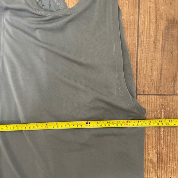 Donna Karan Active Midi Dress Women L Olive Green Sleeveless Draped Open Back - Picture 6 of 8